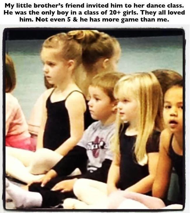 my little brother's friend invited him to her dance class, they all loved him, cute kids