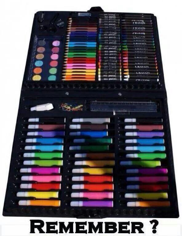 every kids' dream in the 1990's, coloured marker set, remember?