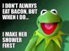 i don't always eat bacon, but when i do i make her shower first, kermit the frog, most interesting man, meme