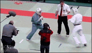 bad ass tae kwon do referee takes care of business himself and need to be restrained