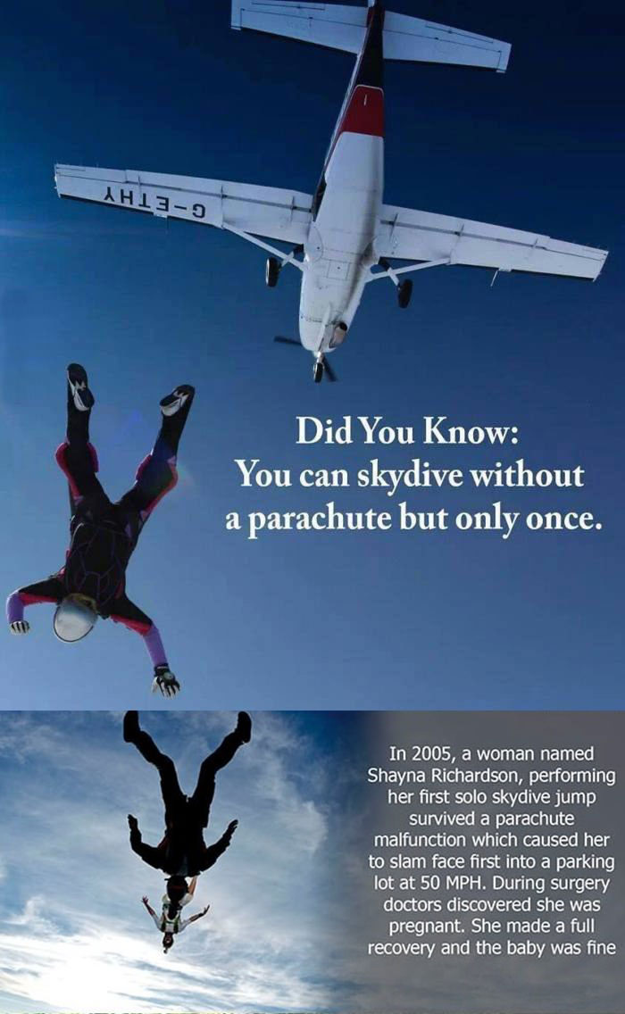 did you know, you can skydive without a parachute but only once, amazing survival story