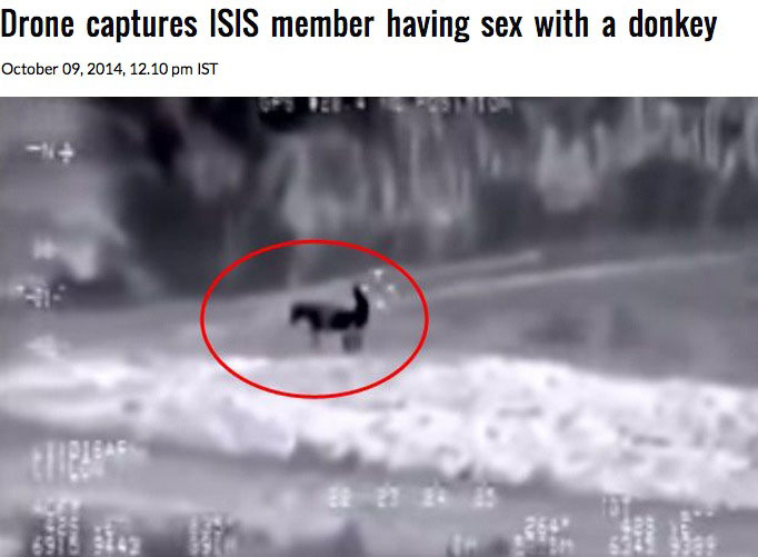 drone captures isis member having sex with a donkey, the real use of drones in iraq and syria