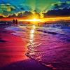 ridiculously colourful beach sunset, beautiful scenery