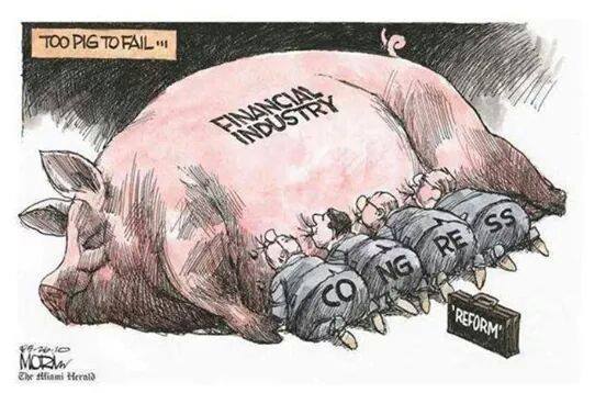 too pig to fail, political commentary comic, financial industry, congress, reform