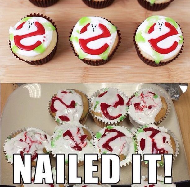 ghost busters themed cupcakes, nailed it, fail