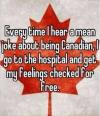 everytime i hear a mean joke about being canadian, i go to the hospital and get my feelings checked for free