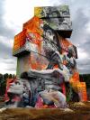 greek gods graffiti and cement structures, art