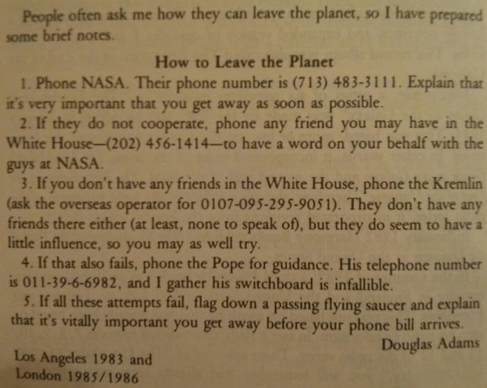 how to leave the planet by douglas adams
