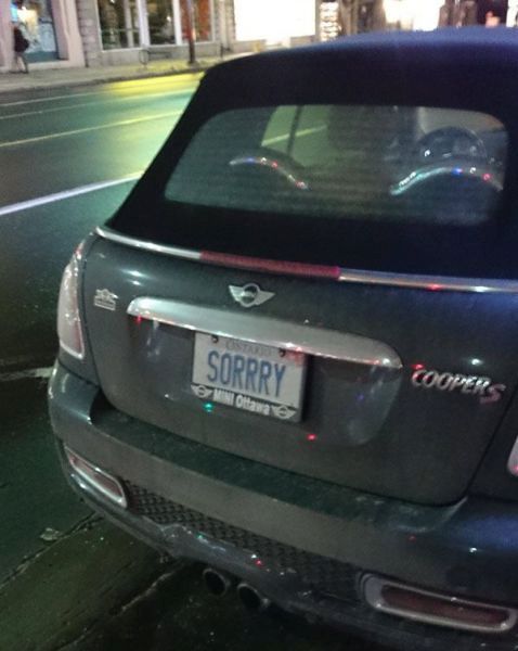 the most canadian vanity plate ever, sorry