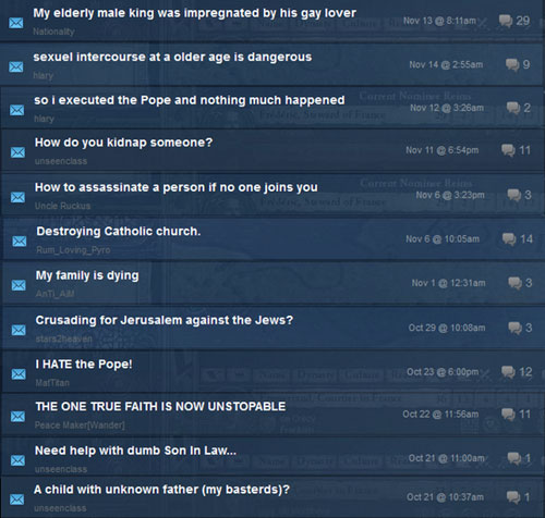 crusader kings 2 steam forum is fantastic out of context