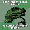 if men think with their penises, do blow jobs blow their minds?, philoceraptor, meme