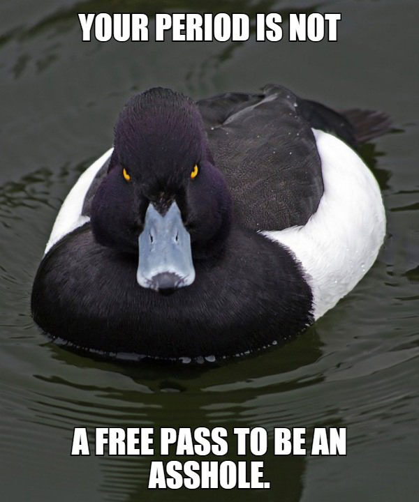 your period is not a free pass to be an asshole, meme