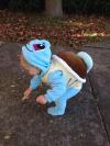 look i found a wild squirtle, baby in cute pokemon costume, halloween