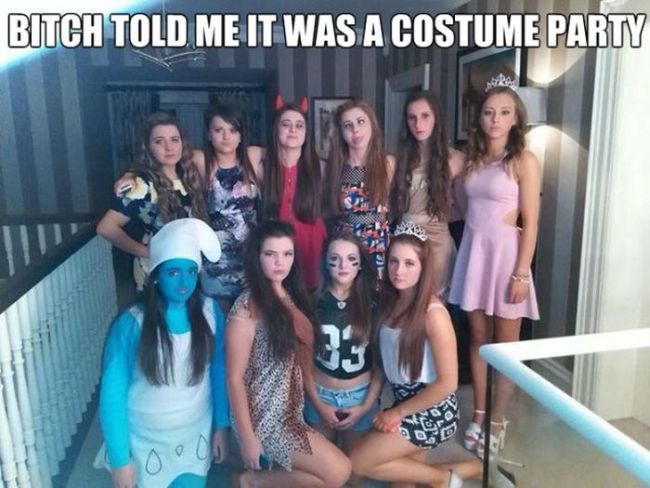 bitch told me it was a costume party, meme, smurf