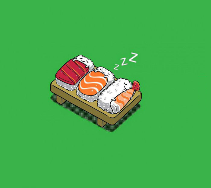 sleeping japanese food, sushi getting some zs