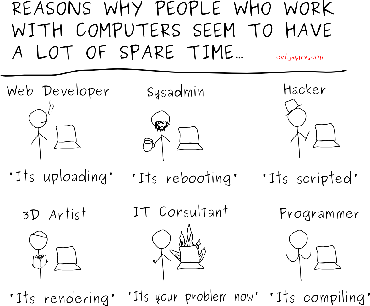 reasons why people who work with computers seem to have a lot of spare time