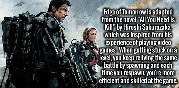 edge of tomorrow is adapted from the novel all you need is kill by hiroshi sakurazaka, respawn