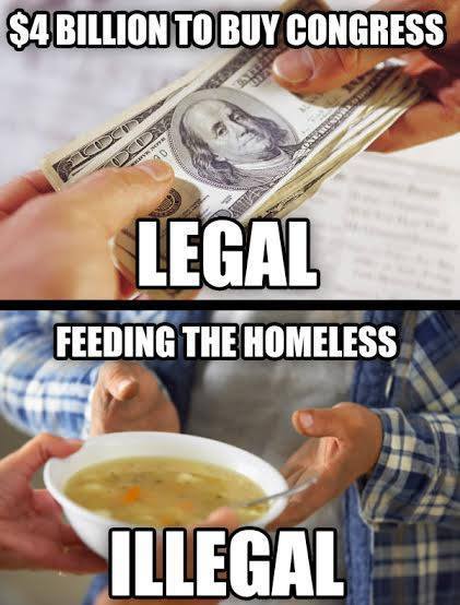$4 billion to buy congress legal, feeding the homeless illegal, wrong priorities in america