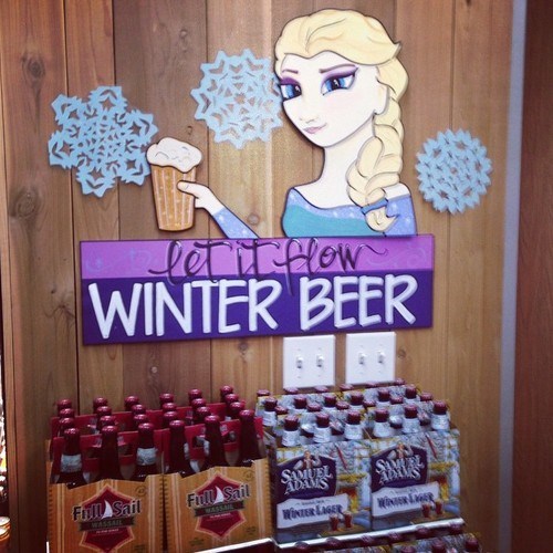 queen elsa is everywhere these days, winter beer