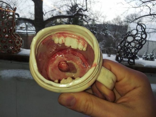 worst coffee mug ever, teeth and epiglottis