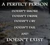 a perfect person don't smoke, doesn't drink, doesn't cry, doesn't fail and doesn't exist