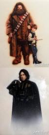 hagrid and harry potter as chewbacca and luke skywalker, snape as darth vader