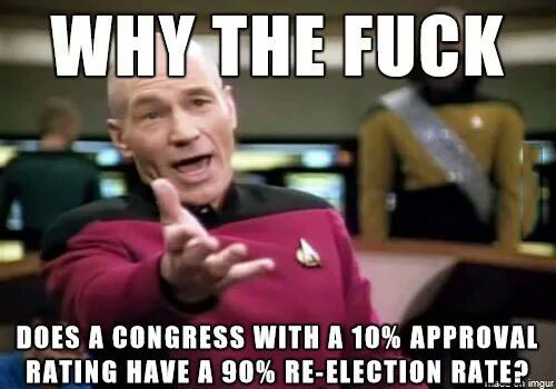 why the fuck does a congress with a 10% approval rating have a 90% reelection rate?, picard meme, wtf