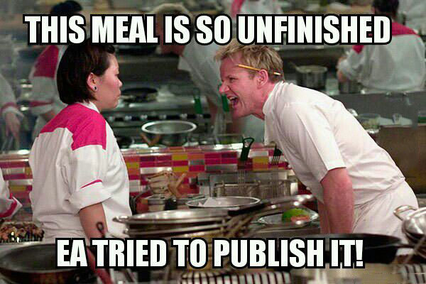 this meal is so unfinished ea tried to publish it, meme, gordon ramsey