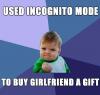used incognito mode to buy girlfriend a gift, meme, win kid