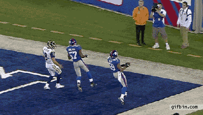 michael boley touchdown celebration, football to the face, ouch