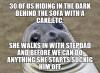 30 of us hiding in the dark behind the sofa with a cake, she walks in with stepdad and before we can do anything she starts sucking him off, awkward moment seal, meme