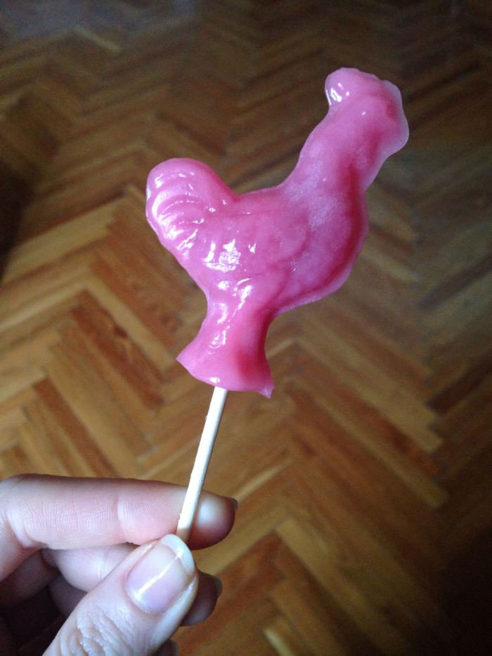 would you like to suck on a small cock?, rooster lollipop