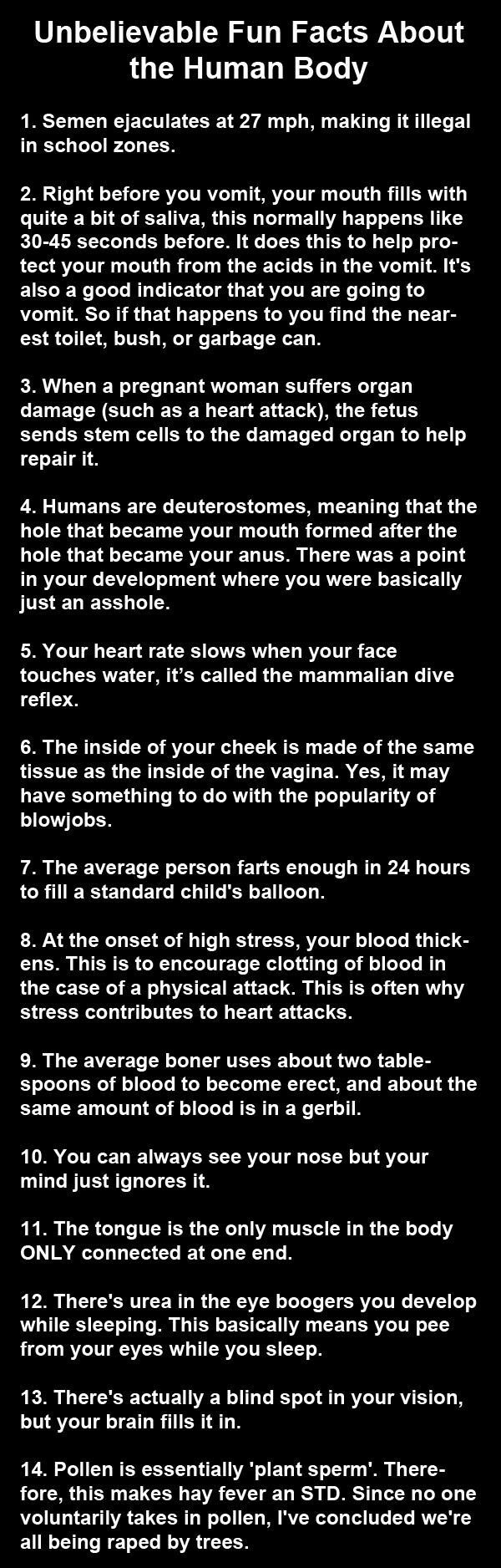unbelievable facts about the human body