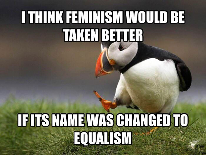 i think feminism would be taken better if its name was changed to equalize, unpopular opinion puffin, meme