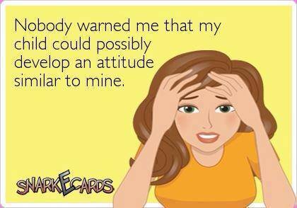 nobody warned me that my child could possibly develop an attitude similar to mine, ecard