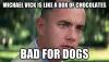michael vick is like a box of chocolates, bad for dogs, forrest gump meme
