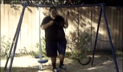 overweight man ruins childhoods by breaking swing