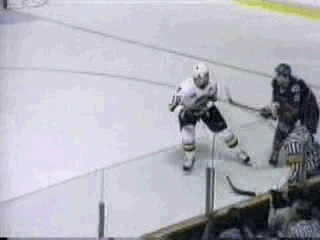 hockey check results in broken glass impact, ouch, nhl