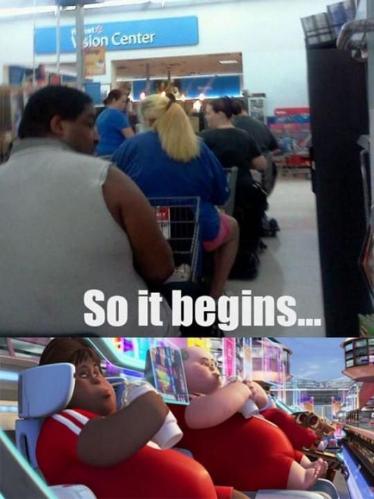 so it begins, fat people in motorized carts