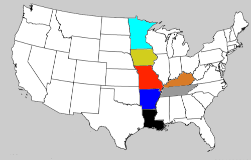 there are seven states that, when highlighted form a giant elf carrying a tray of chicken