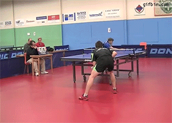 ping pong backhand shot around the net, johan hagberg