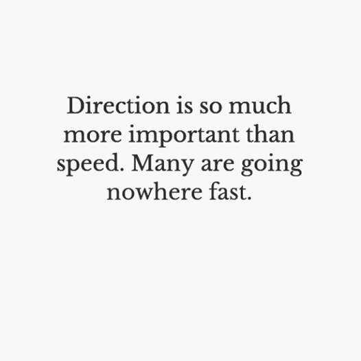 direction is so much more important than speed, many are going nowhere fast