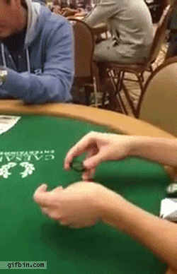spinning and bouncing poker chip trick, win