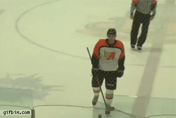 hockey player clotheslines himself with his stick, mitchell skiba after being ejected