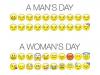 a man's day and a woman's expressed through emoticons