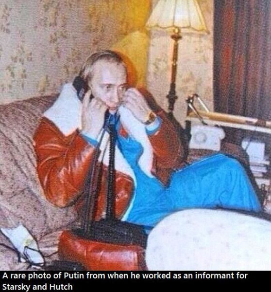 a rare photo of putin from when he worked as an informant for starchy and hutch