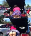 short skirts are a risk while you load your trunk