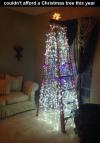 couldn't afford a christmas tree this year, ladder with christmas lights on it