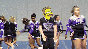 flanders dancing at a cheerleading competition