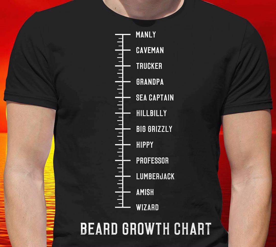 beard growth chart tshirt